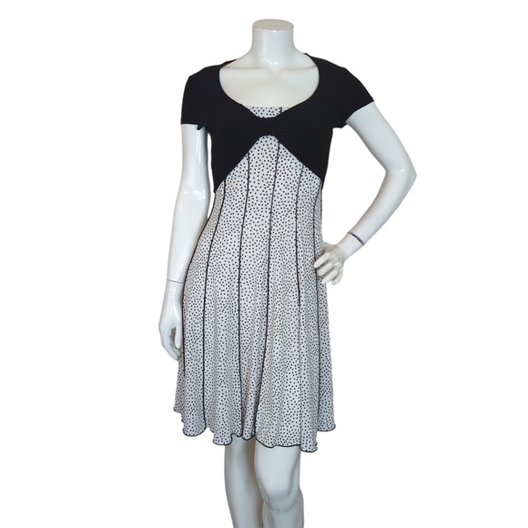 Joseph Ribkoff Black & White Polka Dot Fit & Flare Midi Dress Shrug Bolero - Picture 3 of 15